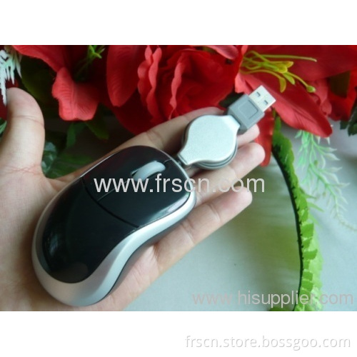 Super Thin Wired Mouse Retractable Smallest Size Travel Mouse